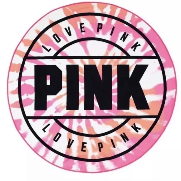 🥳SALE💕VS PINK ROUND BEACH TOWEL TIE DYE PINK - Picture 3 of 4